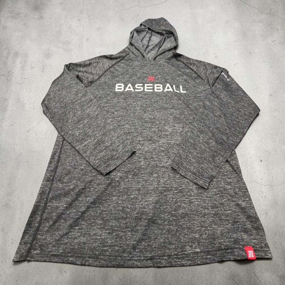 Marucci Baseball Hoodie Mens Large Gray Space Dye Performance Raglan Shirt